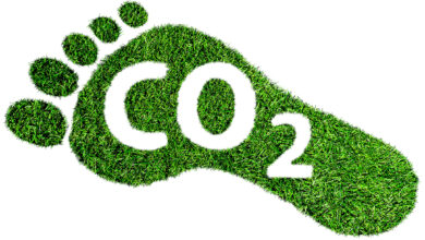 Zeichnung grüner Fußabdruck mit CO2